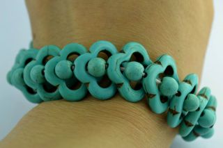 China Rare Collectibles Old Decorated Handwork Turquoise Elastic Bracelet photo