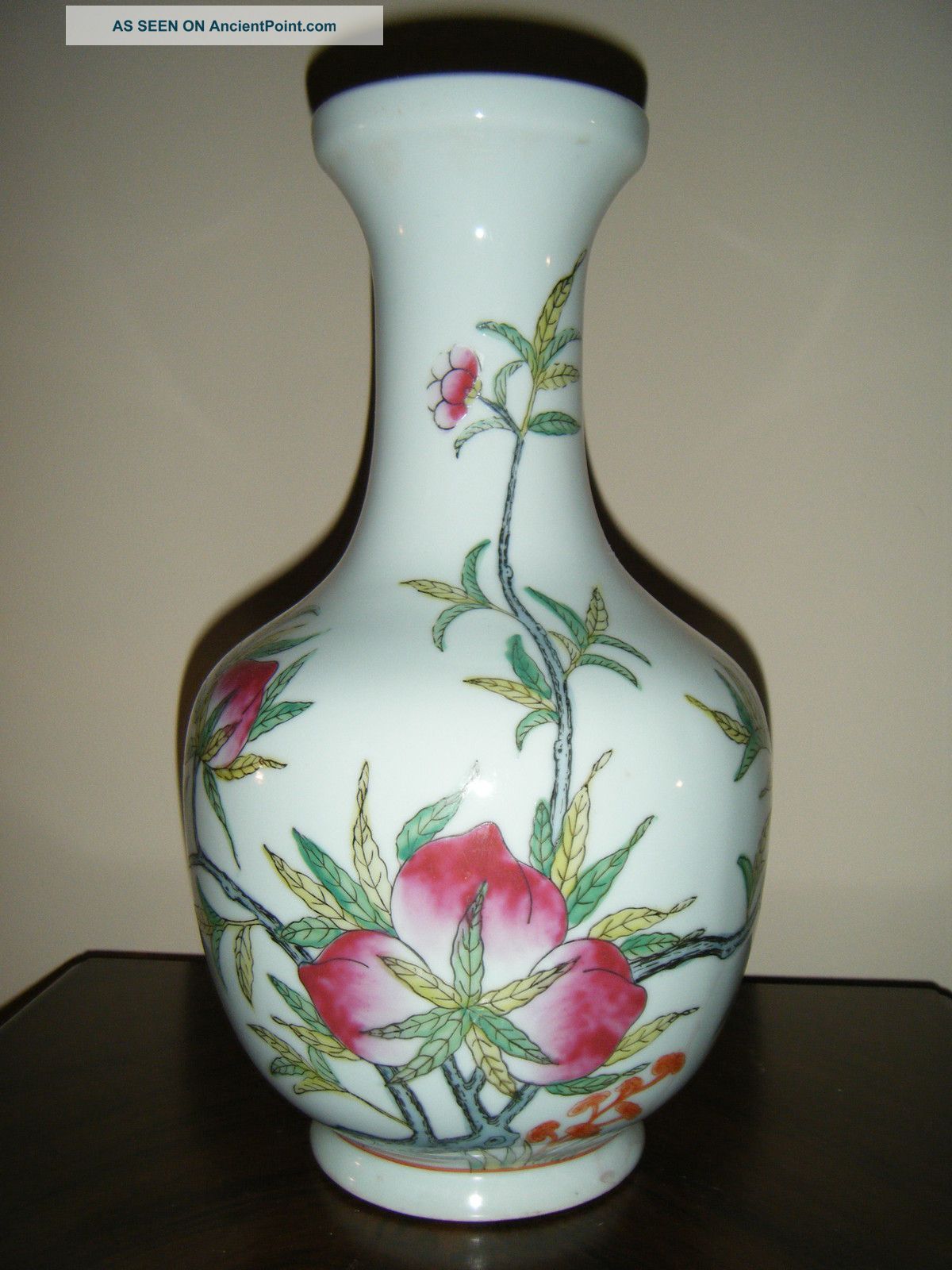 Old Porcelain Vase With Peach Branch And Leaves Design Vases photo
