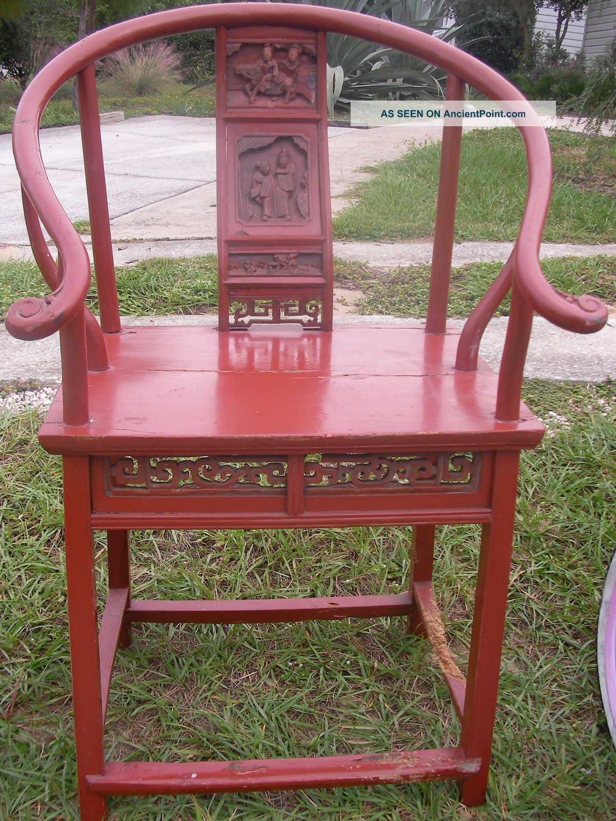 Vtg.  /antique Asian Chinese Oriental Carved Wood Chair~ Rare Chairs photo