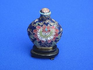 Fine Antique Chinese Qing Dynasty Gilded Cloisonne Snuff Bottle - Lotus Blossom photo