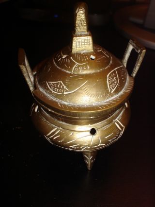 Vintage Chinese Brass Incense Burner Marked Piece photo