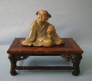 Antique Porcelain Statue ' Child ' Marked Wan Jiang China 20 Stand C Early 1900s U photo