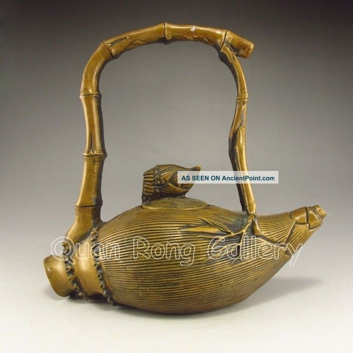 Chinese Bronze Teapot W Qian Long Mark Nr Teapots photo