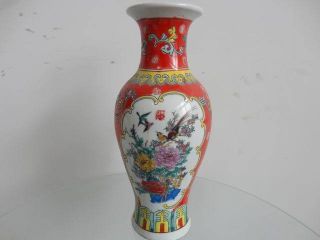 Porcelain Vase Pots Chinese Ancient Red Birds And Colorful Peony Exquisite 28 photo