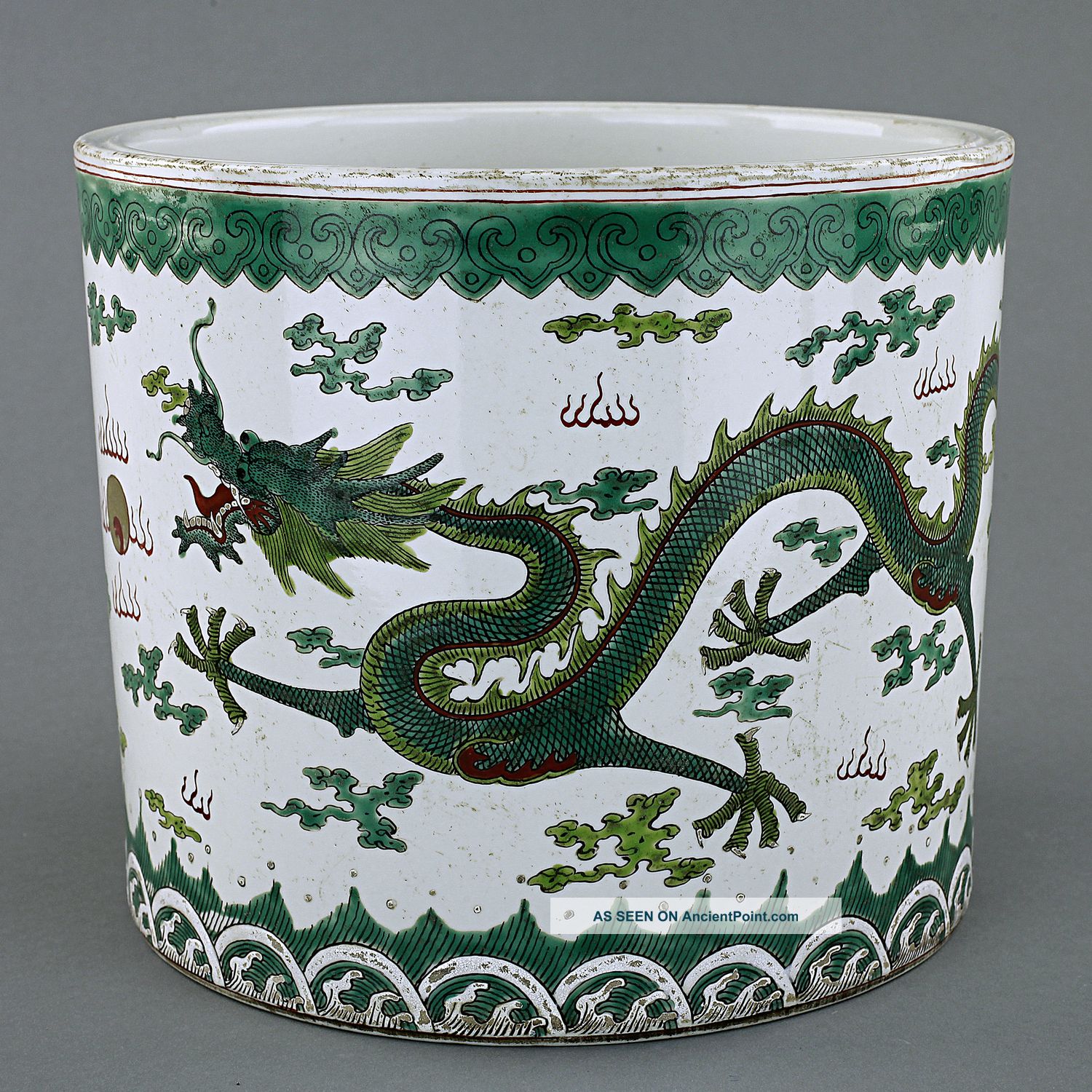 Large Antique Chinese Famille Rose Dragon Porcelain Brushpot Other photo