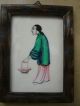 Chinese Antique Miniature Rice Paper Painting Man Carrying A Basket Paintings & Scrolls photo 2