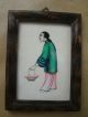 Chinese Antique Miniature Rice Paper Painting Man Carrying A Basket Paintings & Scrolls photo 3