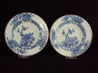 2 Chinese Porcelain Plates,  Flowers,  Qianlong Period photo