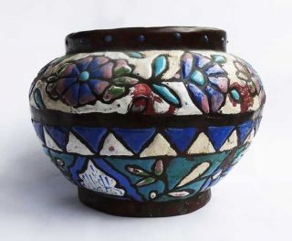 Antique Islamic Art Chunky Enamel Bowl C1890 photo
