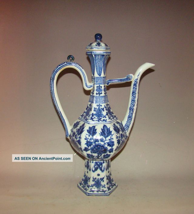 A Chinese Blue And White Porcelain Flagon Xuande Pots photo
