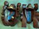 Antique Matching Hand Carved Chinese Wood Mask Inlaid Eyes And Dragon Teeth Masks photo 5