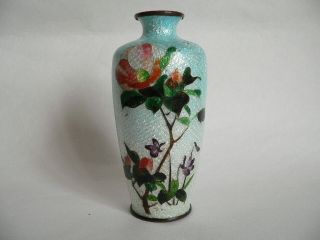 Antique Japanese Meiji Guilloche Enameled Cloisonne Vase Signed photo
