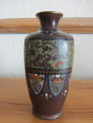 Good Quality Antique 19th Century Japanese Meiji Miniature Cloisonne Vase photo