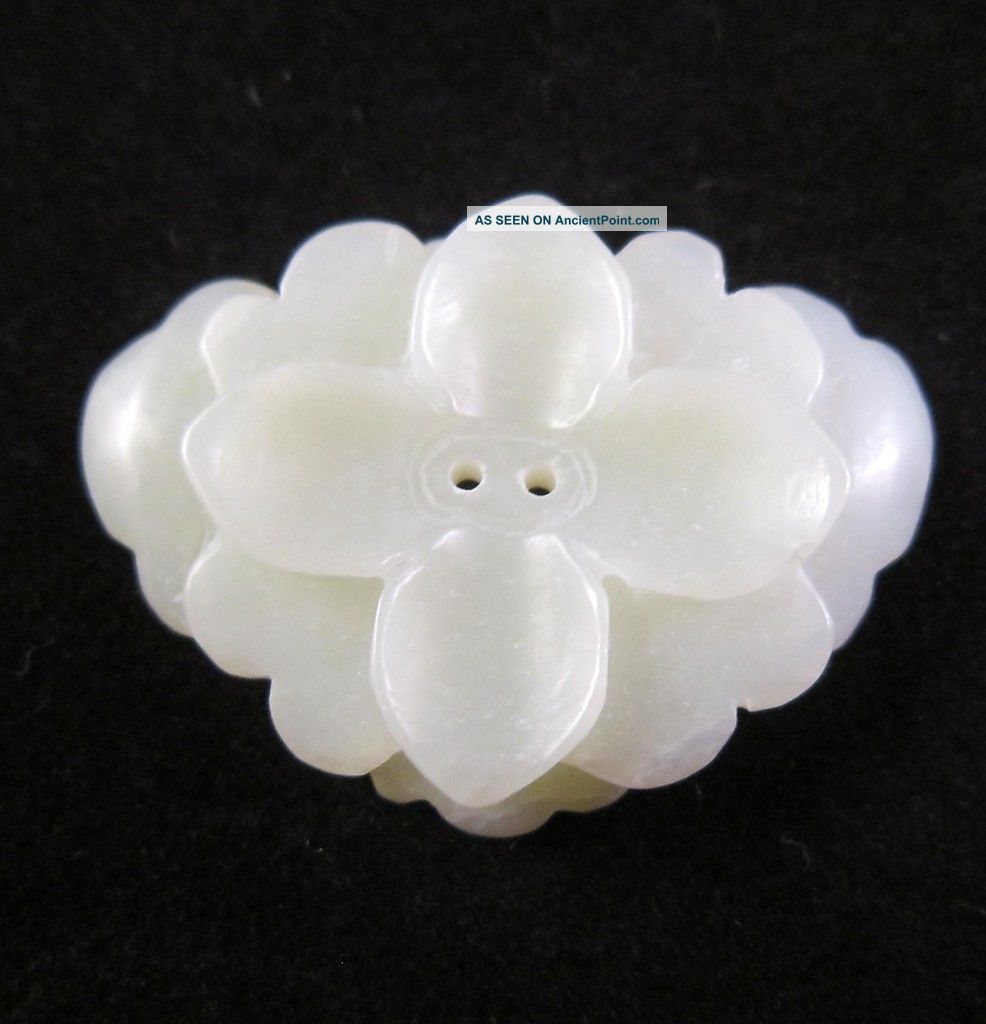 Extraordinary C.  Late 18th - Early 19th Century Jade/jadite Button Lotus Blossom Other photo