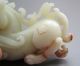 18 - 19th C.  Chinese Hetian Jade Carved Dragon Beast Phoenix Tail Statue Other photo 11