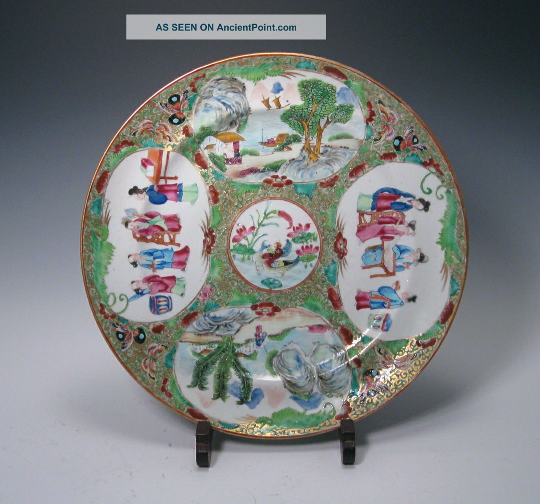 Antique Chinese Export Rose Medallion Plate With Scenes Of Figures 19c Plates photo