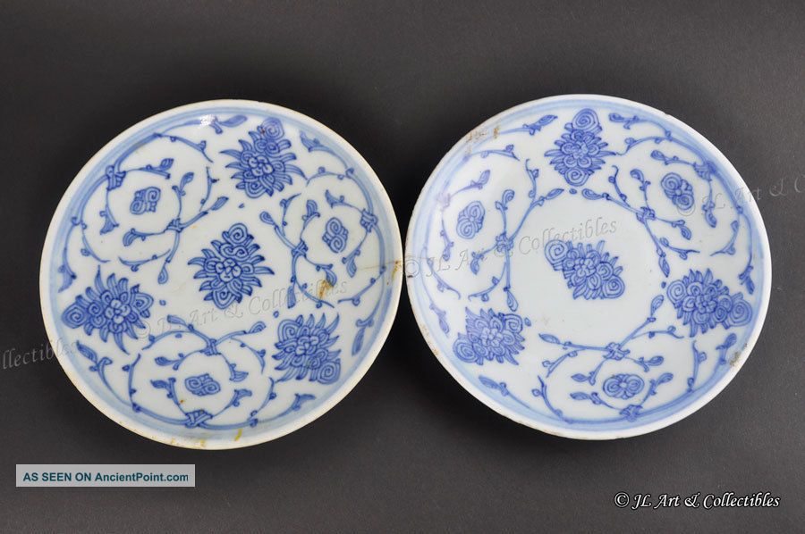 Two Antique Plate Qing Period Blue And White Glaze Good Condition Plates photo
