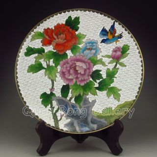 Chinese Cloisonne Plate - Peony & Bird Nr photo