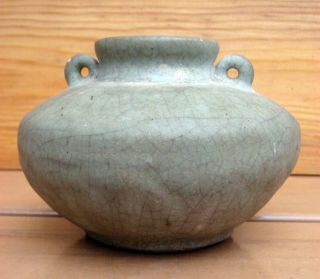 Antique Chinese Asian Yuan Ming Dynasty Celadon Crackle Vase Jarlet photo