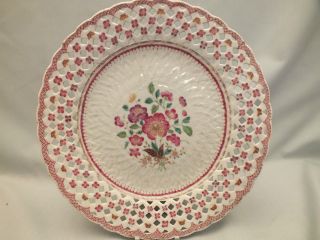 Chinese Porcelain Reticulated Famille Rose Plate With Central Bouquet 18thc photo
