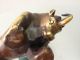 Chinese Bronze Old Vivid Powerful Rhinoceros Statue Lifelike Unique 2 Oxen photo 1