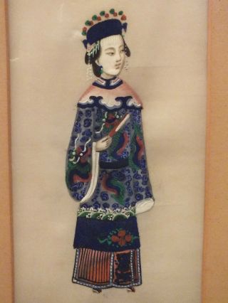 Chinese Rice - Paper (pith) Painting Of A Woman In A Multi - Coloured Robe 19thc photo