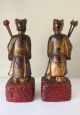 Pair Of Antique Buddhist Giltwood Celestial Attendant Figures China Chinese Men, Women & Children photo 1