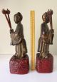 Pair Of Antique Buddhist Giltwood Celestial Attendant Figures China Chinese Men, Women & Children photo 2