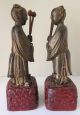 Pair Of Antique Buddhist Giltwood Celestial Attendant Figures China Chinese Men, Women & Children photo 3