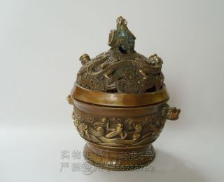 Chinese Bronze Incense Burner W Dragon photo