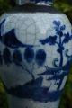 Antique (32cm) Chinese Crackle Glaze Blue & White Lidded Vase - With Mark Vases photo 6