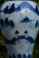 Antique (32cm) Chinese Crackle Glaze Blue & White Lidded Vase - With Mark Vases photo 7
