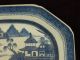 Antique 19c Chinese Export Porcelain Blue Canton Platter 15.  5 