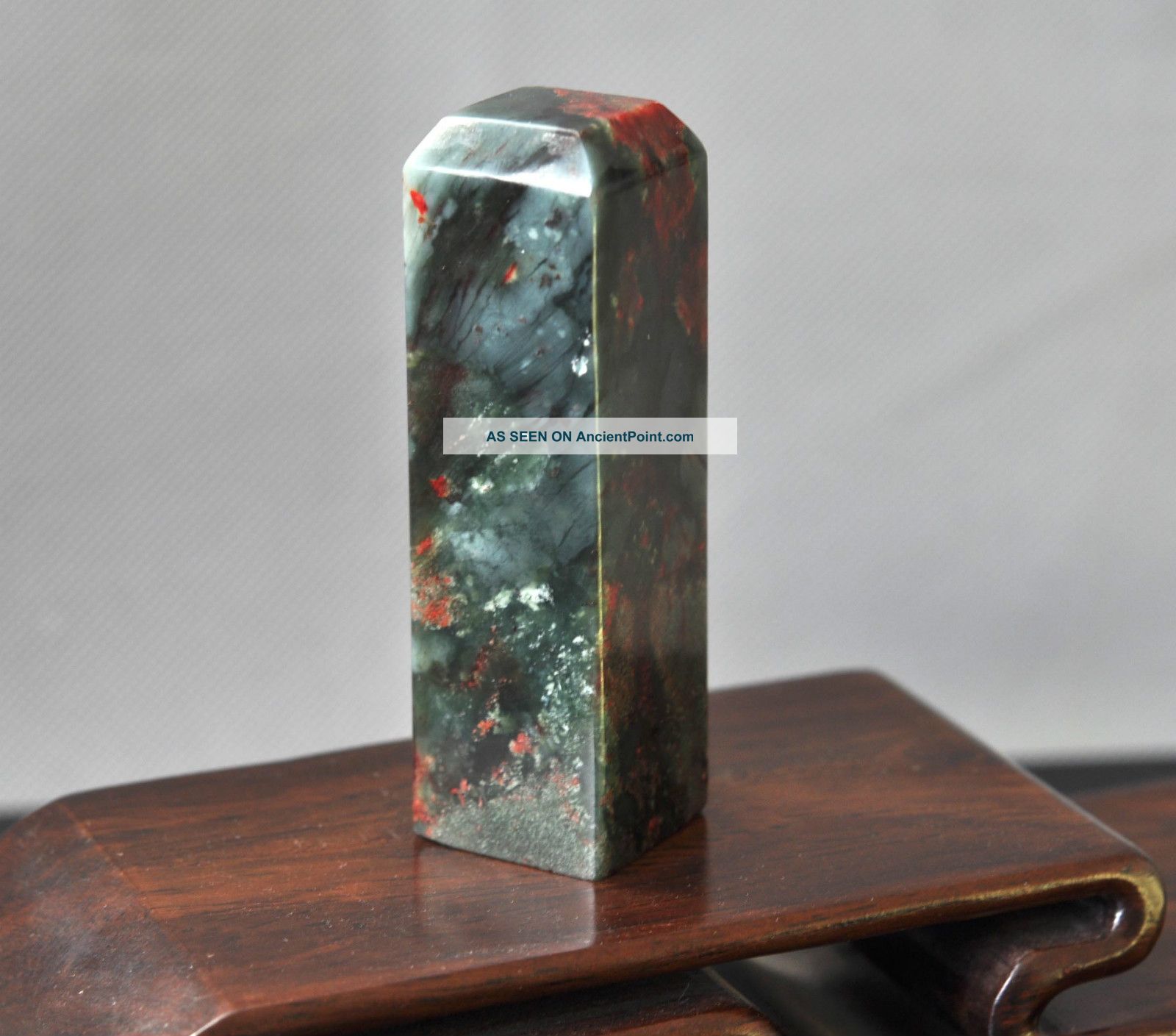 Chinese Handwork Nature Red Bloodstone Jade Seal Seals photo