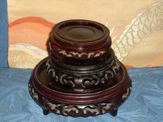 Set Of 3 Chinese/japanese Wooden Vase Stands - - 3 Different Sizes - 1 photo
