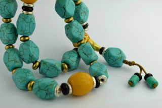 China Collectibles Old Decorated Wonderful Handwork Turquoise Bead Necklace ++++ photo