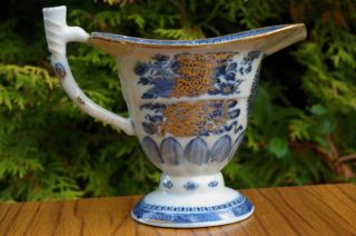 Antique Chinese Export 18c Blue And White Pouring Vessel photo