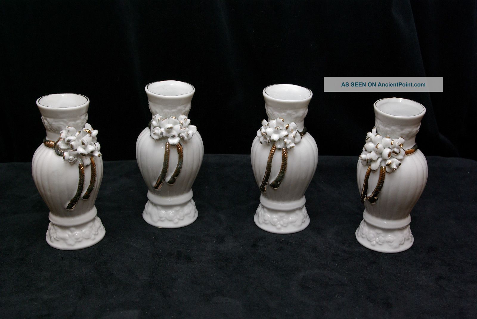 Sophia Ann Imports (4) Wedding Style Vases - Mint Condition - Gold Overlay Vases photo