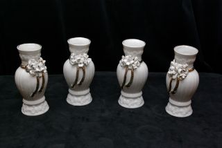 Sophia Ann Imports (4) Wedding Style Vases - Mint Condition - Gold Overlay photo