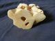 Antique Carved Bone Okimono Of A Lion And Hare C1900 Other photo 8