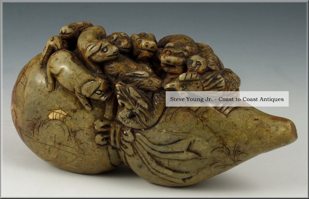 Wonderful 19th C Chinese Figural Stone Carving W/ Zodiac Animals Other photo