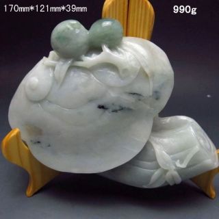 100% Natural Jadeite A Jade Hand - Carved Statues - - - Ruyi/lingzhi&peach Nr/pc1986 photo