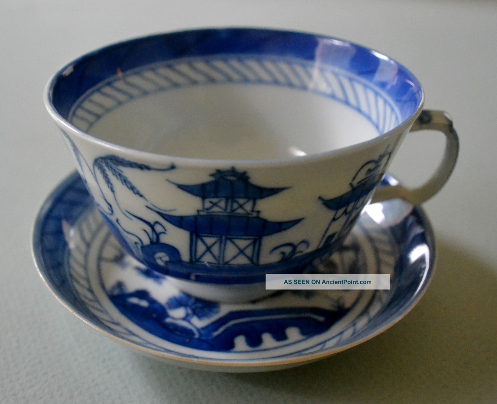 19c Chinese Porcelain Export Canton Saucer And Cup - P431 Plates photo