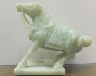 Chinese Celadon Jade Imperial Horse Sculpture Hand Carved Animal Antique photo
