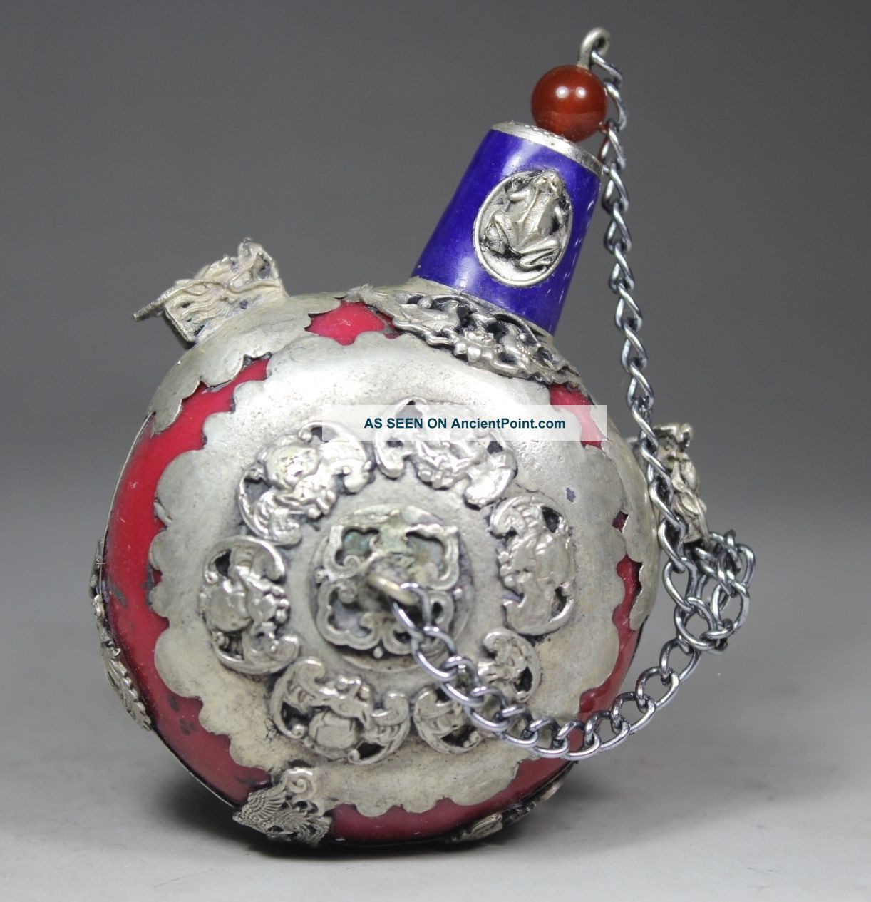 Chinese Old Jade Cloisonne Handwork Armored Bat Dragon Snuff Bottle Snuff Bottles photo