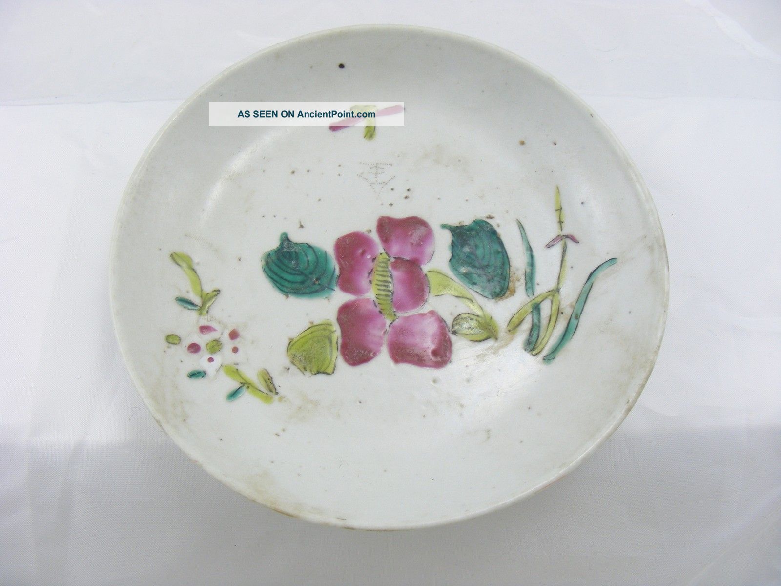 Antique Chinese Japanese Enamel Handpainted Plate/dish Needle Signed Seal Mark Plates photo