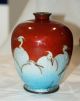 Antique Japanese Cloisonne Enamel Vase Signed Crane Birds Bronze A/f Cloisonne photo 3