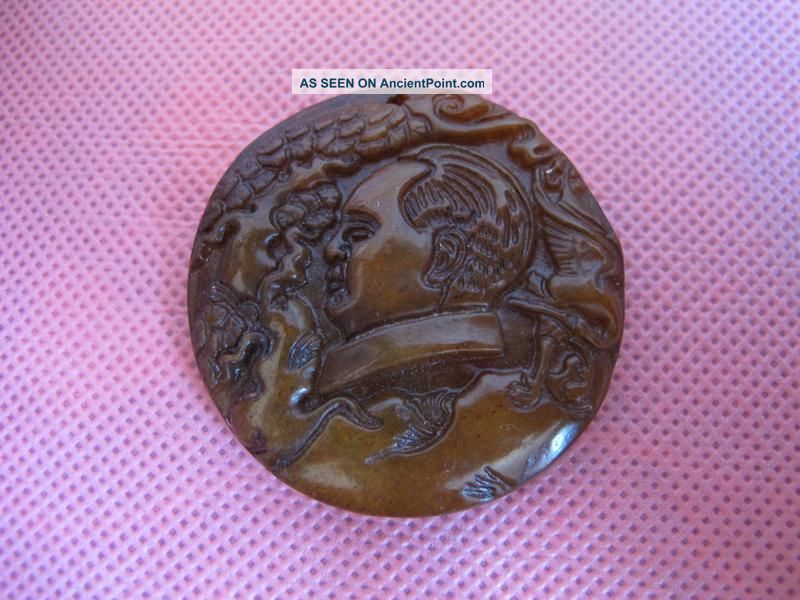 China Folk Classical Jade Stone Carve Lucky Great Leader Mao Zedong Pendant 530 Reproductions photo