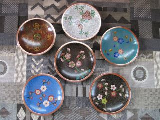 Antique Vintage Enamel Chinese Cloisonne Floral Design Dishes/bowls photo