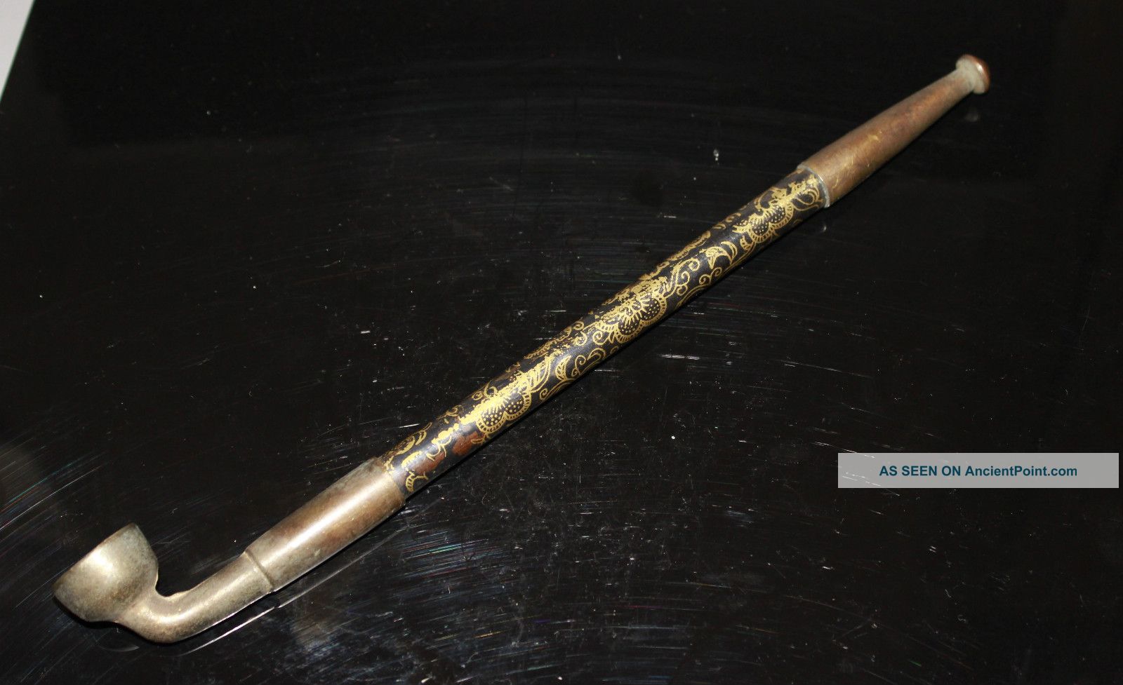 Ancient Chinese Qing Dynasty Style Bronze Big Pipe Yan Dai 25.  5cm Other photo